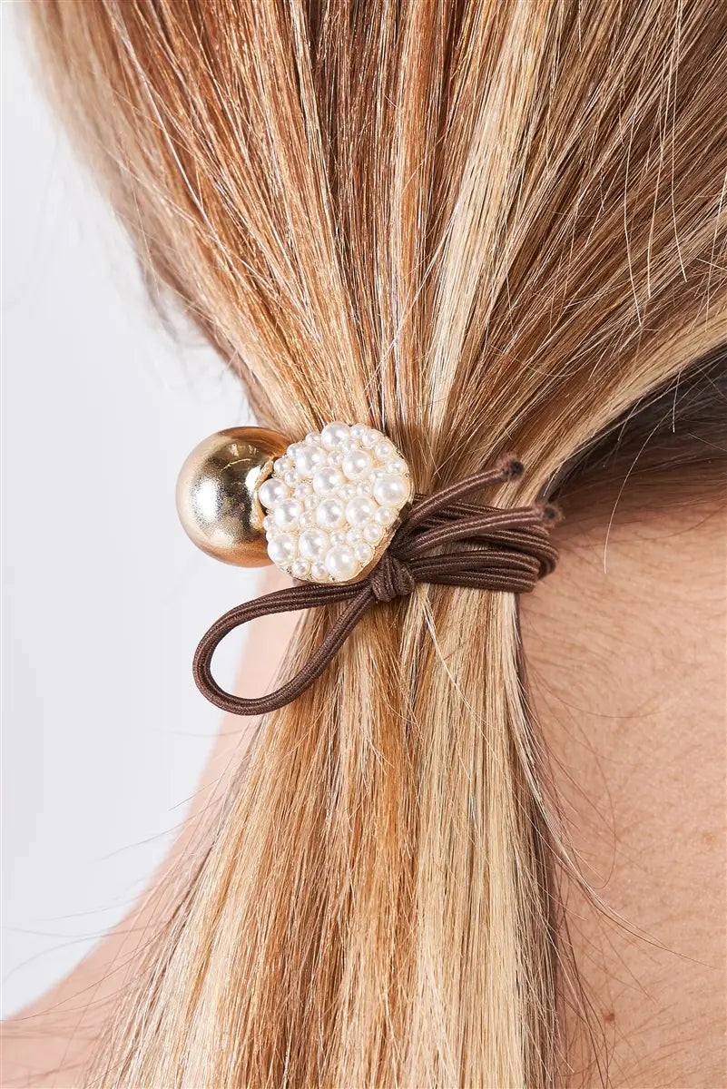 Gold Bauble & Pearl Hair Tie